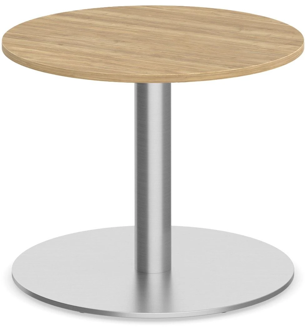 Classic Round End Table 24" With Round Brushed Metal Base - Aspen