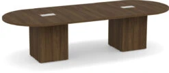 Classic Racetrack Conference Table 10 Ft With Cube Base - Modern Walnut