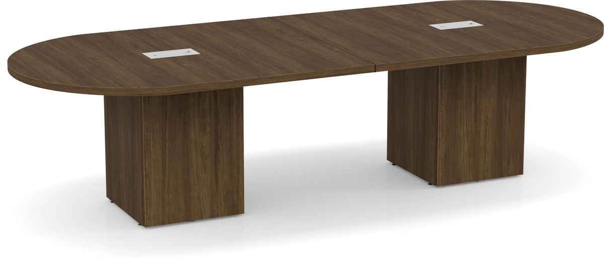 Classic Racetrack Conference Table 10 Ft With Cube Base - Modern Walnut