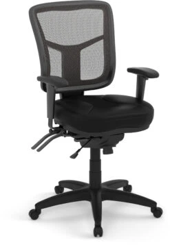 CoolMesh Executive Mid Back Chair - Black Leather