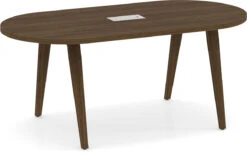 Signature Racetrack Conference Table 6 Ft - Modern Walnut And Silver Hardware