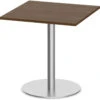 Classic Square Meeting Table 30" With Round Brushed Metal Base -Modern Walnut