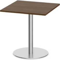Classic Square Meeting Table 30" With Round Brushed Metal Base -Modern Walnut