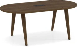 Signature Racetrack Conference Table 6 Ft - Modern Walnut With Black Hardware