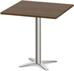 Classic Square Meeting Table 30" With Cross Brushed Metal Base -Modern Walnut