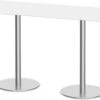 Classic Bistro Meeting Table 30" X 72" With Beveled-Edge Top And Brushed Metal Base - White