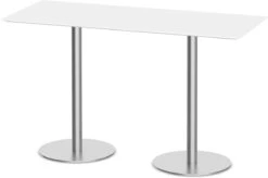 Classic Bistro Meeting Table 30" X 72" With Beveled-Edge Top And Brushed Metal Base - White