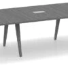 Signature Racetrack Conference Table 14 Ft - Newport Grey And Silver Hardware