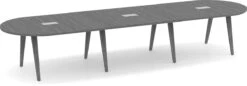 Signature Racetrack Conference Table 14 Ft - Newport Grey And Silver Hardware