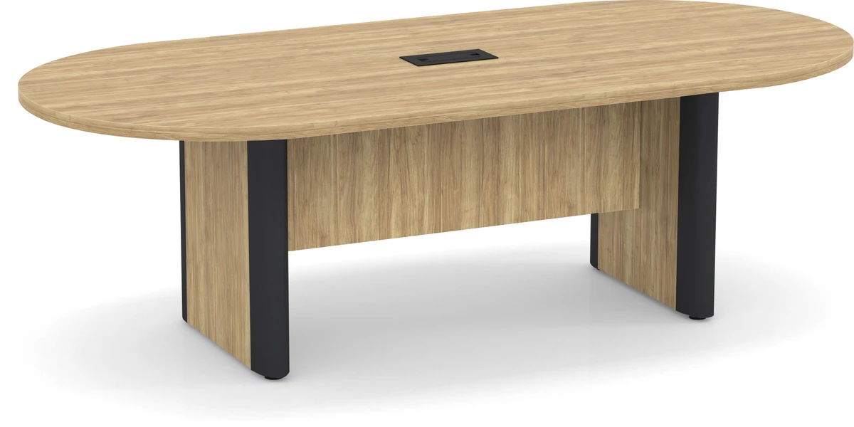 Classic Plus Racetrack Conference Table 8 Ft - Aspen With Black Metal Accents