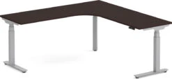 Enhance Electric Height-Adjustable L-Shape Desk With Left Radiused Corner 72" X 72" -Espresso With Silver Base