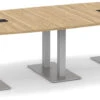 Classic Boat-Shape Conference Table 10 Ft With Palmer Brushed Double Base - Aspen