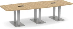 Classic Boat-Shape Conference Table 10 Ft With Palmer Brushed Double Base - Aspen