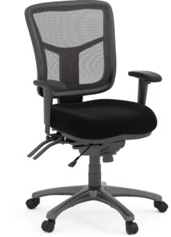CoolMesh Executive Mid Back Chair - Black Fabric With Titanium Base