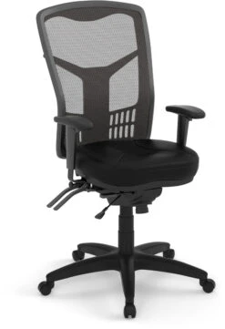 CoolMesh Executive High Back Chair - Black Leather