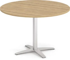 Classic Round Meeting Table 47" With Square-Edge Top And Cross Brushed Metal Base - Aspen