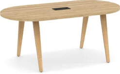 Signature Racetrack Conference Table 6 Ft - Aspen With Natural Oak Legs And Black Hardware