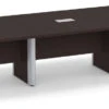 Classic Plus Racetrack Conference Table 16 Ft - Espresso With Silver Metal Accents