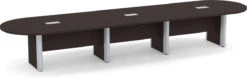 Classic Plus Racetrack Conference Table 16 Ft - Espresso With Silver Metal Accents