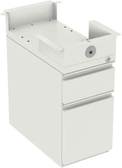 Narrow Pedestal With USB Plug - White