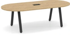 Signature Racetrack Conference Table 8 Ft - Aspen With Black Metal Legs
