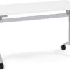 Flip Top Table With Square-Edge Top 24" X 72" - White Top With Silver Base
