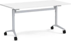 Flip Top Table With Square-Edge Top 24" X 72" - White Top With Silver Base