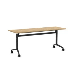 Flip Top Table With Square-Edge Top 30" X 60" - Aspen Top With Black Base