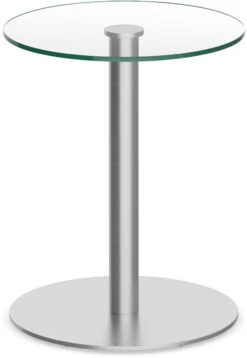 Classic Round Meeting Table 24" With Glass Top And Round Brushed Metal Base