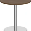 Classic Round Meeting Table 30" With Round Brushed Metal Base - Modern Walnut