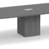 Classic Boat-Shape Conference Table 16 Ft With Cube Base - Newport Grey
