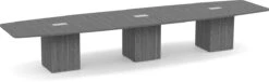 Classic Boat-Shape Conference Table 16 Ft With Cube Base - Newport Grey