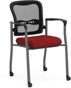 Spice! Stackable Mesh Guest Chair - Red With Casters