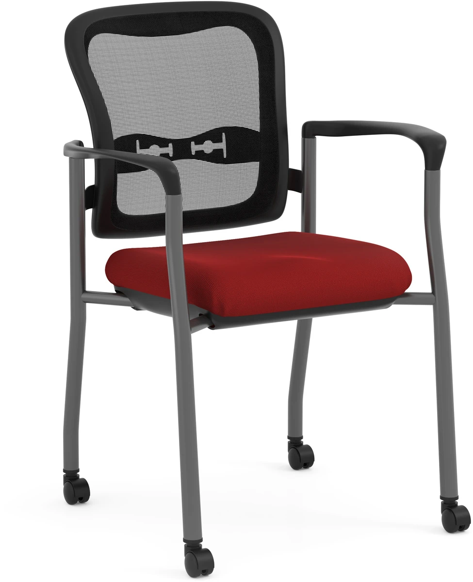 Spice! Stackable Mesh Guest Chair - Red With Casters
