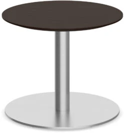 Classic Round End Table 24" With Beveled-Edge Top And Round Brushed Metal Base - Espresso