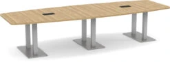 Classic Boat-Shape Conference Table 12 Ft With Palmer Brushed Double Base - Aspen
