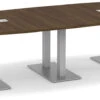 Classic Boat-Shape Conference Table 10 Ft With Palmer Brushed Double Base - Newport Grey