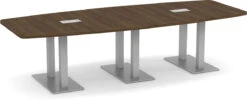 Classic Boat-Shape Conference Table 10 Ft With Palmer Brushed Double Base - Newport Grey