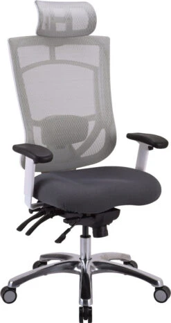 CoolMesh Pro Plus Executive High Back Chair - Grey Fabric With Headrest
