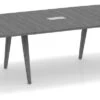 Signature Boat-Shape Conference Table 14 Ft - Newport Grey With Black Hardware