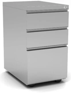 Premium Steel Metal Filing Cabinets - 3 Drawer In Silver With Casters