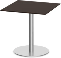 Classic Square Meeting Table 30" With Beveled-Edge Top And Round Brushed Metal Base - Espresso
