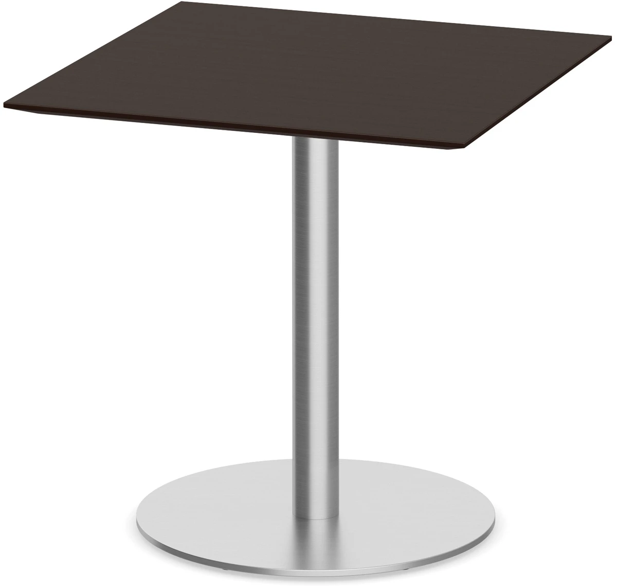 Classic Square Meeting Table 30" With Beveled-Edge Top And Round Brushed Metal Base - Espresso