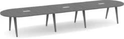 Signature Racetrack Conference Table 16 Ft - Newport Grey And Silver Hardware