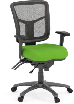 CoolMesh Executive Mid Back Chair - Green Fabric With Titanium Base