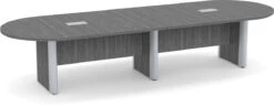 Classic Plus Racetrack Conference Table 12 Ft - Newport Grey With Silver Metal Accents