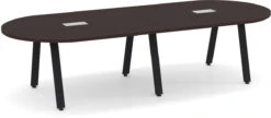 Signature Racetrack Conference Table 10 Ft - Espresso With Black Metal Legs