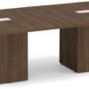 Classic Square-Edge Conference Table 8 Ft With Cube Base - Modern Walnut