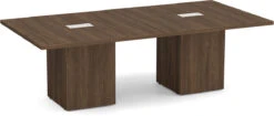 Classic Square-Edge Conference Table 8 Ft With Cube Base - Modern Walnut