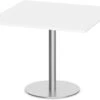 Classic Square Meeting Table 42" With Round Brushed Metal Base -White